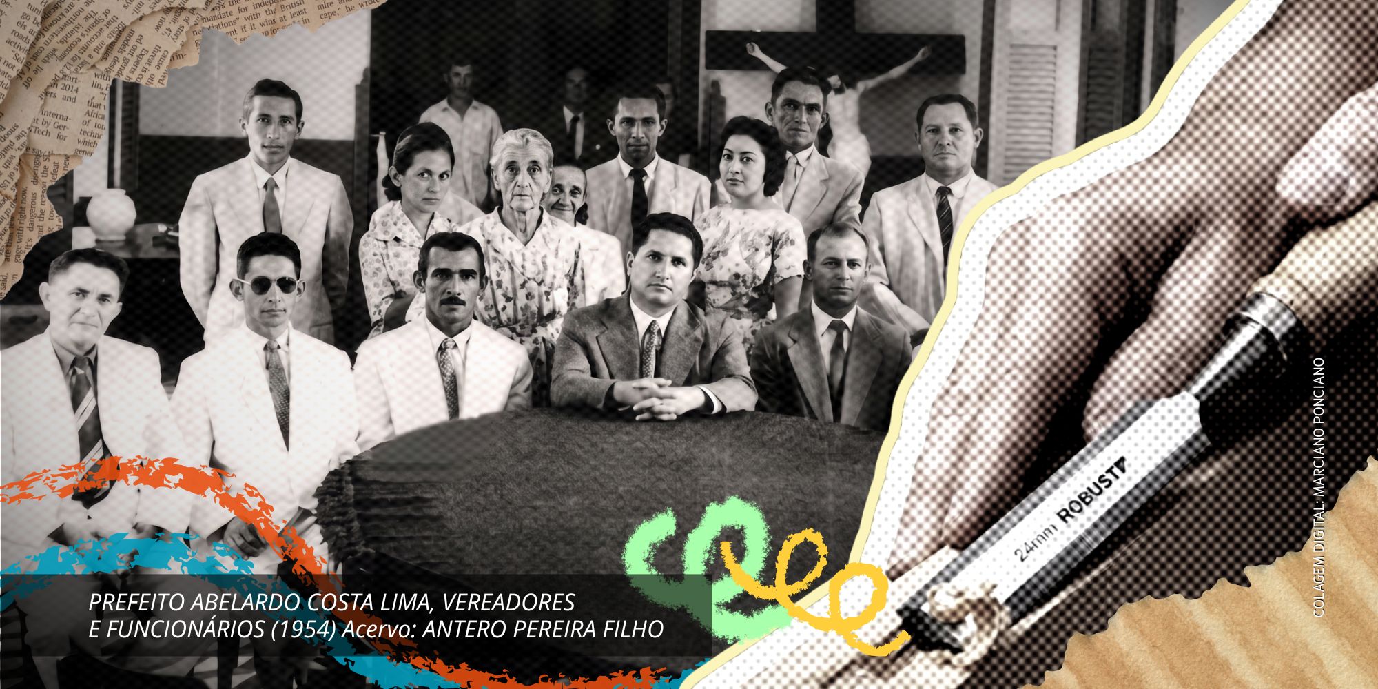 PREFEITO ABELARDO COSTA LIMA, VEREADORES  E FUNCIONÁRIOS (1954) . Acervo: ANTERO PEREIRA FILHO.